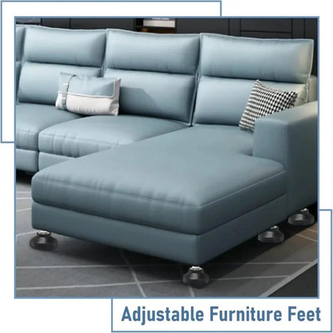 Threaded Leveling Feet With Swivel Base For Tables And Furniture Adjustable Foot Stands under a blue sofa