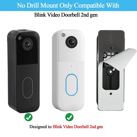 No Drill Doorbell Mount For Video Doorbell 2nd Gen Easy Install Compatible With All New Doorbell Camera Backplate shown in black and white