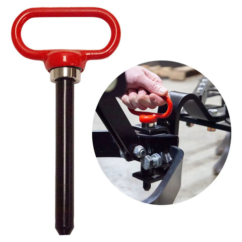 Extra Strong Quick Connect Magnetic Hitch Pin For Sleeve Hitch Tow Behind Tractor Attachments Five Eighths Inch Diameter in use