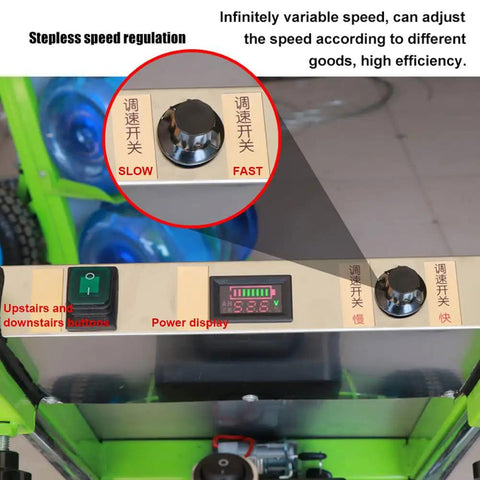 Control panel of Heavy Duty Electric Stair Climbing Hand Truck With 850W Brushless Motor And 200Kg Load Capacity showing speed regulation and power display.