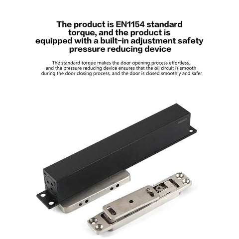 Crafted Tough No Mortise Pivot Hinge Push Or Kick Open For Secret Doors And Murphy Bookcases, black and silver, EN1154 torque.