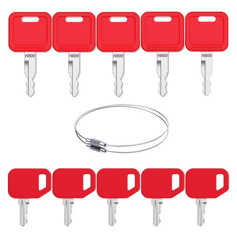 12 Piece Heavy Equipment Key Set For Construction And Farm Machinery Master Key Kit With AT195302 And H800 Ignition Keys
