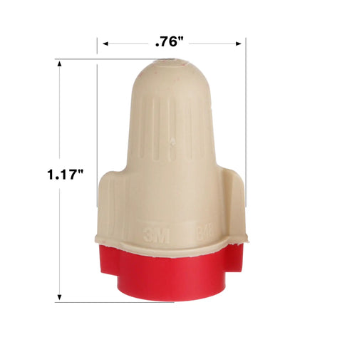 Solid As A Rock Tan And Red Wire Connectors For Twenty Two To Eight Gauge Cables Flex Springs That Lock Tight For Zero Mess Pigtail Hookups Bulk Keg Of Twenty Five Thousand Units, tan and red connector, dimensions 0.76in x 1.17in.
