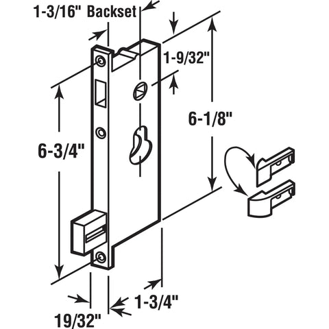 Diagram of Secure And Sleek Black Finish Door Lever Set For Screen And Storm Doors, Keyed Entry For Added Security dimensions