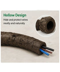 Straight Up Realistic Artificial Tree Bark Cable Cover With Hollow Flexible Vine Conduit Tube for No Sweat Garden Wire Concealment, showing hollow design with wires inside.