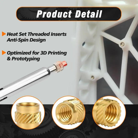 Brass Pro Grade Heat Set Insert Nuts For 3D Printing M3 Size 120 PC Pack Anti Spin Threaded Inserts For Plastic Builds