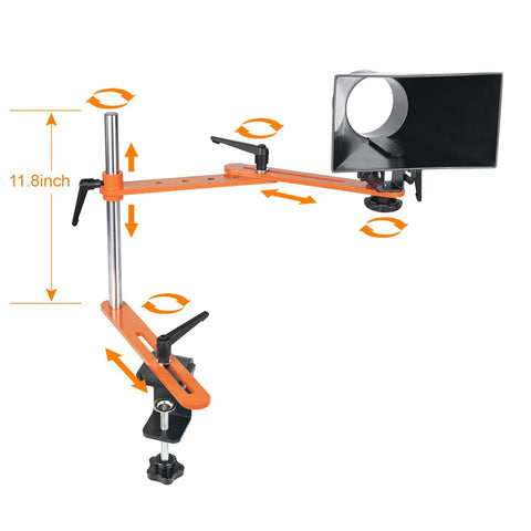 Must Have Dust Hood Stand With Folding Extension Arm For Wood Lathe Dust Collection Gear, 9x5 Inch Hood, 4 Inch Hose Spigot