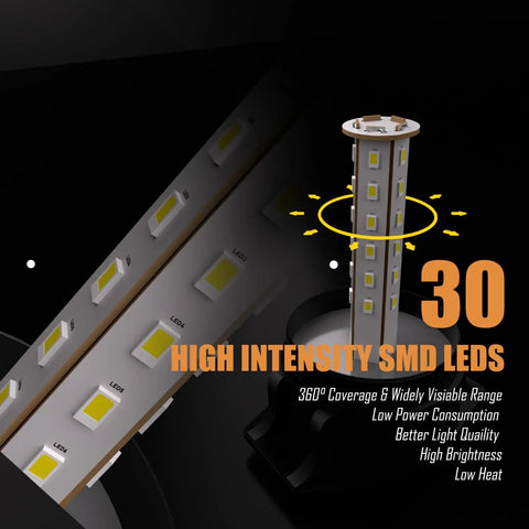 Badass Heavy Duty Amber Emergency Hazard Warning Beacon Rooftop Strobe Light featuring thirty bright LEDs with 360° coverage.