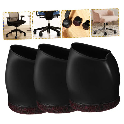 3 black 25 Pack Salon Chair Caster Cups Wheel Protectors Hella Tough Silicone Floor Savers for office chairs, protecting floors.