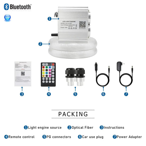 Dual Head RGBW Fiber Optic Light Kit For Home With App Control, Twinkle And Music Modes, Star Ceiling Sky Light components