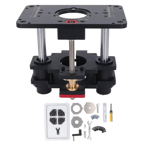Precision Router Table Lifting System Crafted From Heavy Duty Aluminum Alloy for butter smooth height adjustment and rock solid stability.