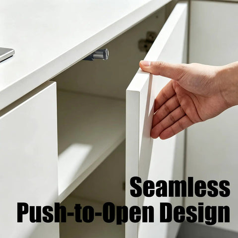 Hand opening cabinet with 4 Pack Black Magnetic Touch Latch Set For Cabinets Doors Drawers And Closets With Push To Open Release Catch