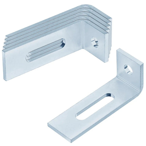 6 Pack L Shaped Connectors For 1 5/8 Strut Channel Heavy Duty Carbon Steel Electro Galvanized Finish, showing detailed brackets.