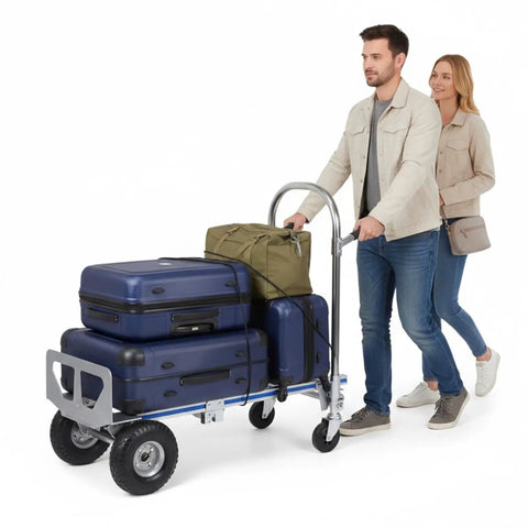 3 In 1 Beefy Heavy Duty Folding Dolly Cart With 550 Lbs Capacity Industrial Aluminum Frame Convertible Utility Cart For Moving Appliances, Furniture, Equipment, And Luggage, with luggage