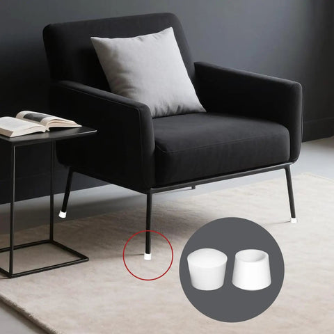 10 Pack White Round Rubber Chair Leg Caps 1/2 Inch Inner Diameter Vinyl End Covers on black chair legs