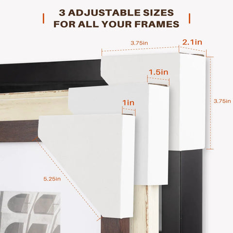 Top Shelf Adjustable Cardboard Corner Protectors Badass Edge Guards For Picture Frames 3 sizes displayed 1in to 2.1in for frames.