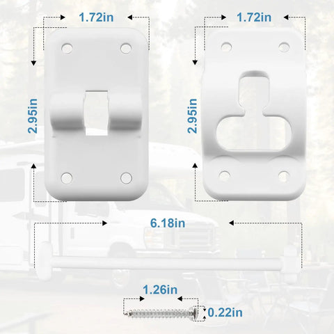 Top Shelf Six Inch T Style Entry Door Keeper Holds Your Camper Or Rv Outer Wall Tight While Keeping The Main Entrance Free For Hot Grills And Weekend Campouts, white plastic door stop with measurements.