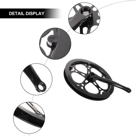 Close-up of Beefed Up Heavy Duty 170mm 52T Square Taper Crankset With Double Chain Guard Single Ring Chainring For Mountain Bikes And Ebikes