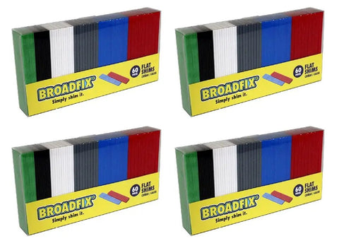 Flat Plastic Shims 1.13 In Wide By 4 In Long 60 Pack Glazing Spacers on four packs with assorted colors