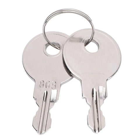 Two silver keys on a keyring, essential for Heavy Duty RV Baggage Door Toolbox With Safety Latch And Drain Bottom Cap Rock Hard Abs Shell Badass Compact Stash Box For Trailers Campers And Motorhomes Killer Build.