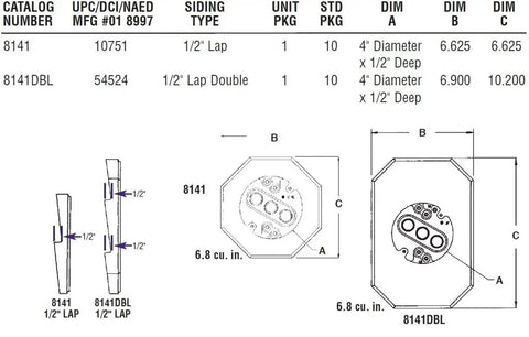 Vinyl Siding Mounting Block Kit 5 Pack White With Built In Electrical Box For Outdoor Lights Cameras And Outlets dimensions diagram