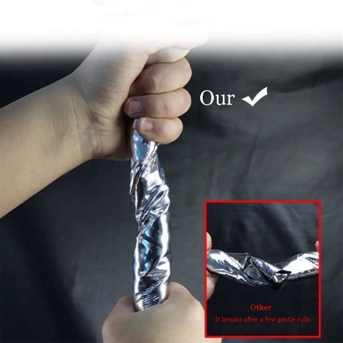 Stop Those Sneaky Roof Leaks Fast With Pro Grade Self Healing Asphalt Tape shown being twisted to demonstrate durability.
