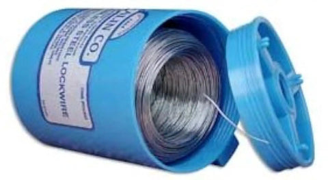 Heavy Duty Safety Lock Wire 0.032 Inch Stainless Steel 302/304 Pro Grade For Vibration Securement Of Bolts And Nuts In Aircraft And Industrial Gear No Waste 1 Lb Dispenser Meets NASM MS20995C And ASTM A580 in blue dispenser