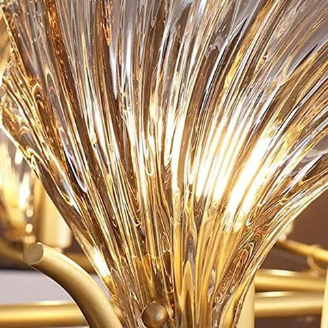 Close-up of Modern Gold Steel Led Pendant Light Featuring Polished Cyan Crystals Dimmable Round Ceiling Lamp for Living Room