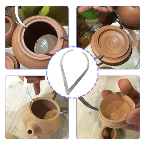 Straight Up Stainless Steel Pottery Caliper Kit used to measure clay wall thickness and diameter on pottery pieces.