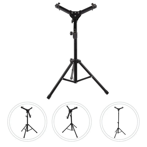 Knockout Foldable Snare Drum Stand With Heavy Duty Tripod Base Silent Practice Holder Fits 12 Inch Drum front view with adjustable height.