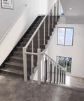 Black Wrought Iron Railing Balusters 30 Pack Boasting Rock Solid Anti Rust Finish For Smooth DIY Deck Stair Posts And Dead Nuts Reliable Porch Railings That Look Sharp And Stay Put installed on a stylish staircase.