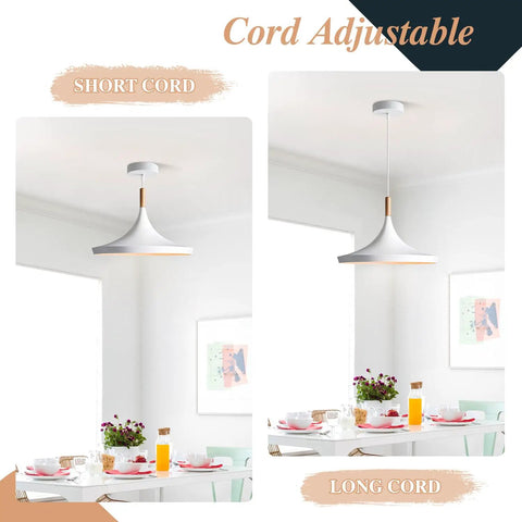 White Farmhouse Barn Pendant Light Big Retro Industrial Chandelier For Kitchen Island Ceiling Hung, adjustable cord view.
