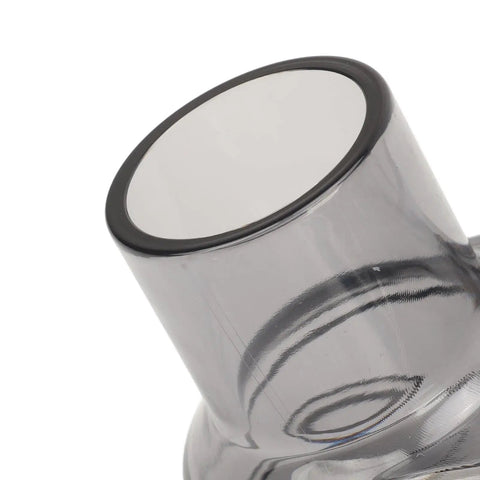 Close-up of a 52mm diameter clear CNC dust boot with adjustable height feature, made of transparent ABS material, showing top opening.