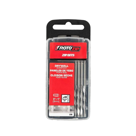 1/8 Inch Guide Point Drywall Router Bits For Cutouts, 80 Piece Bundle With 10 Packs Of 8 Bits Each packaging front view