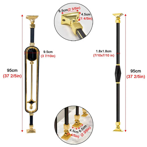 Straight Up Solid Aluminum Stair Spindles Deck Balusters Fully Adjustable Railing Kit For Your Dream Staircase detailed measurements and components.
