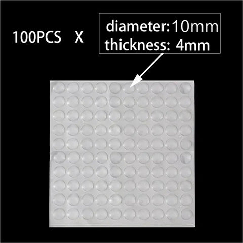 Bulk 1000 Pack Silicone No Slip Pads For Drawers And Cabinets, 100PCS 10mm diameter, 4mm thickness, clear pad sheet