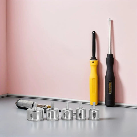 Grab This Killer 20 Pc Diamond-Coated Ceramic Tile Hole Saw Kit For Glass And Granite With Metal Round Design To Slash Vibration And Craft Super Smooth Holes For Your Home Renovation Projects That Totally Wreck! diamond hole saws with handles