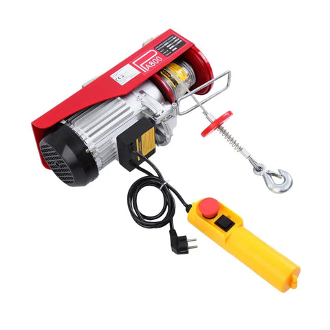 Heavy Duty Electric Hoist With 220V Plug And Play Cable Winch Motor For Home Garage Use Built Tough Steel Body 800Kg Capacity