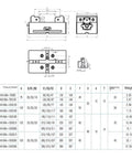 Heavy Duty Self Centering Vise With Concentric Parallel Jaws For Pipe Clamping And Cnc Fixtures technical dimensions and specifications chart.