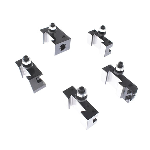 Six Piece Lathe Tool Post Set With Piston Type Quick Change Beefy Kit Includes AXA 250-111 250-101 250-102 250-104 250-107 250-110 Tool Holders