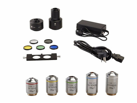 Inverted Metallurgical Microscope LM2000 With Infinity Corrected Optics For Pro Grade Imaging 5x To 100x Dry Objectives, accessory set