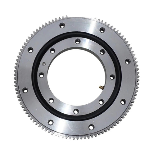 Rock Solid Heavy Duty Slewing Bearing With Outer Gear Ring, 100 X 214 X 30 Millimeters, mounted gear ring, showing teeth details.