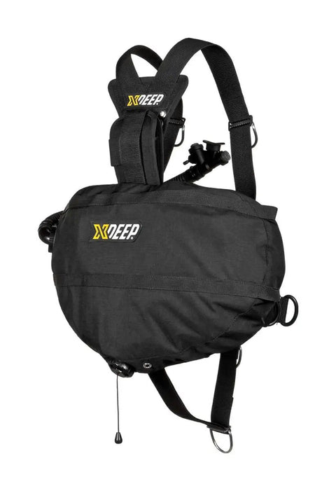 Stealth 2.0 Classic Sidemount Scuba Diving BCD with weight management system and spine weight pocket in black, side view