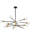 Modern 12 Light Sputnik Chandelier in Black and Gold for Dining Room Over Table, Mid Century Style Vibe, Height Adjustable for High Ceilings