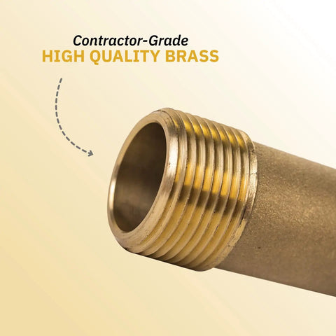 Close-up of brass nipple from Pressure Tank Installation Kit With 1 Inch Brass Union Tank Tee To Fit Most Pressure Tanks