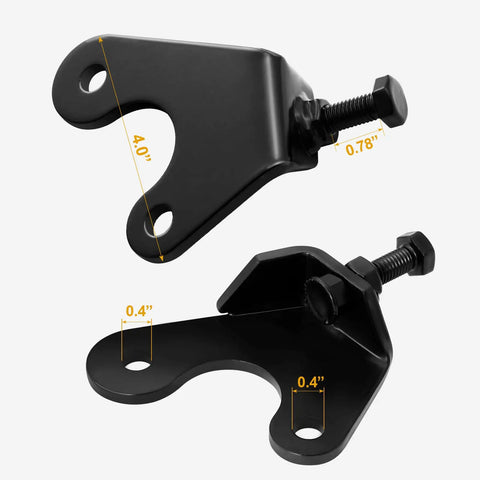 Exhaust Manifold Bolt Repair Kit Plugs Fried Bolt Holes And Squelches That Exhaust Rattle Built For 48 53 62 60 Liter V8 GM Trucks showing black metal brackets with bolts and measurements.