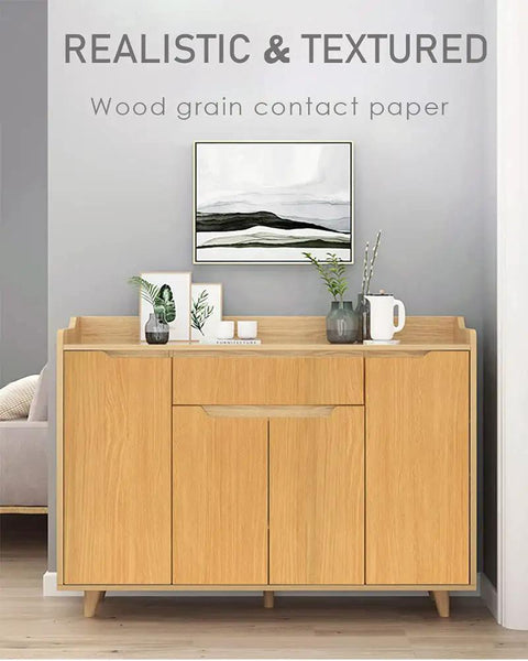 Oak Wood Peel And Stick Wallpaper For Cabinets And Drawers, Light Wood Grain Self Adhesive Contact Paper on cabinet