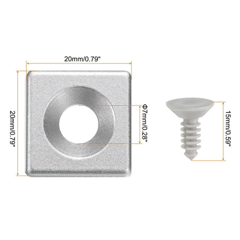 Ten Pack EU Standard T Slot End Caps for Aluminum Extrusion 7mm Diameter 20x20mm Silver Quick Fit Pro Grade