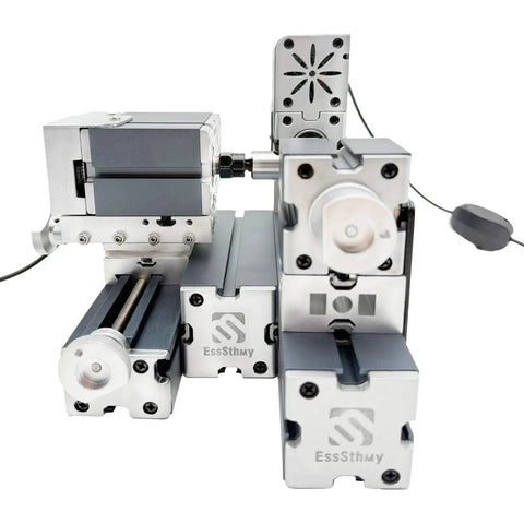 EssEthmy 36W Mini Wood Bead Lathe Machining Machine for DIY craft, showing metallic parts and motor detail.