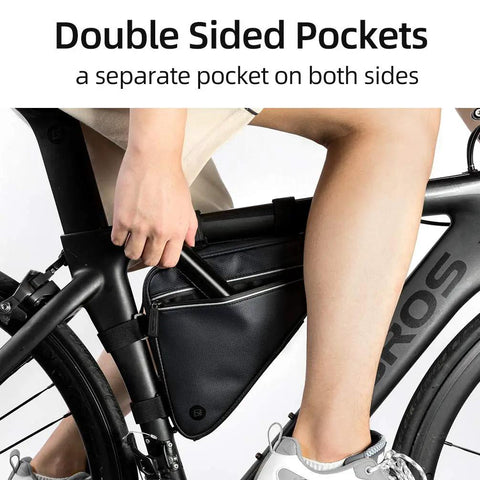 On Frame Bike Triangle Bag With Dual Sided Pockets 1.5L Capacity Easy Access Tool Phone And Key Storage For Rides Commutes And Everyday Adventures